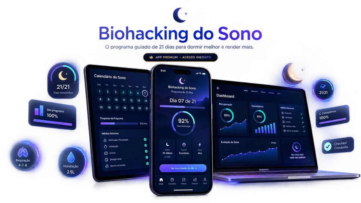 Visão geral do app e dos materiais do Biohacking do Sono
